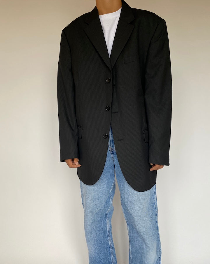 VINTAGE BLACK PINSTRIPED BLAZER 1344-3