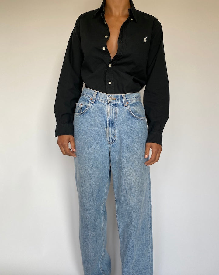 VINTAGE BLACK RALPH LAUREN SHIRT 1407-3