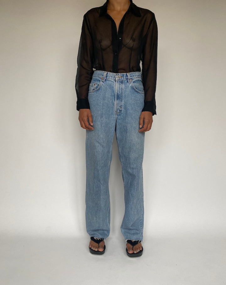 VINTAGE BLACK SHEER BLOUSE 1224