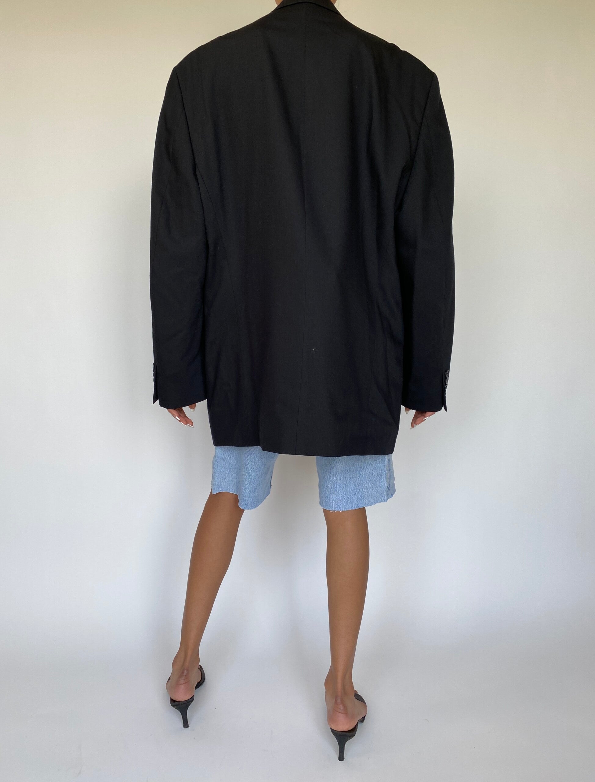 VINTAGE BLACK SINGLE BREASTED WOOL BLAZER 858-2