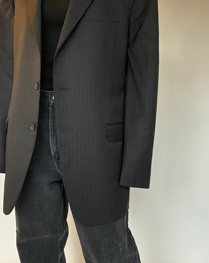 VINTAGE BLACK STRIPED BLAZER 1415-2