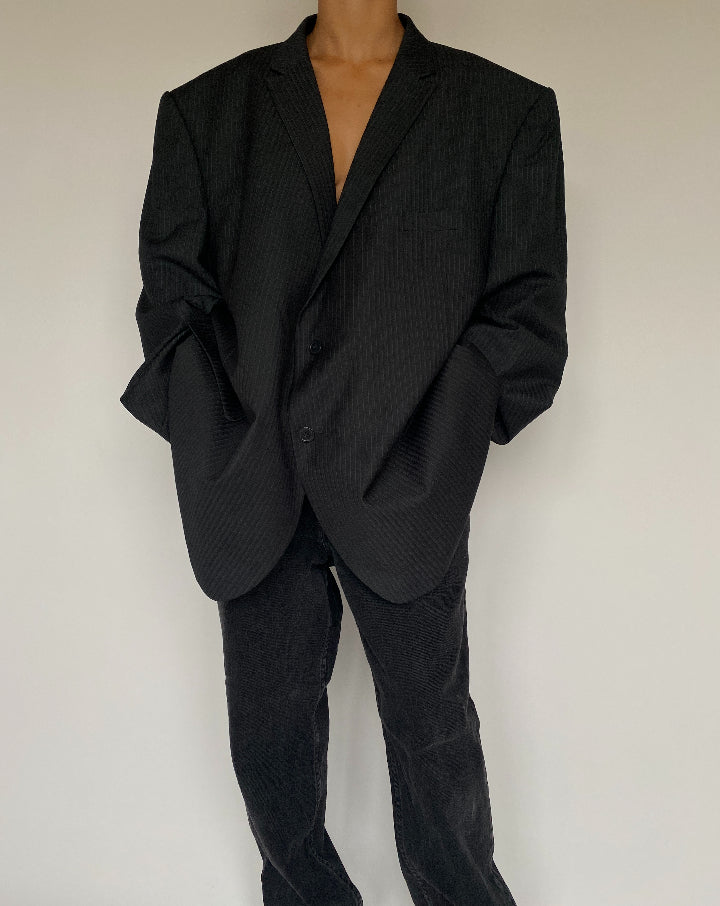 VINTAGE BLACK STRIPED BLAZER 1445