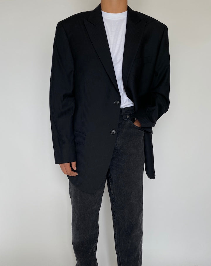 VINTAGE BLACK STRIPED CALVIN KLEIN BLAZER 1799