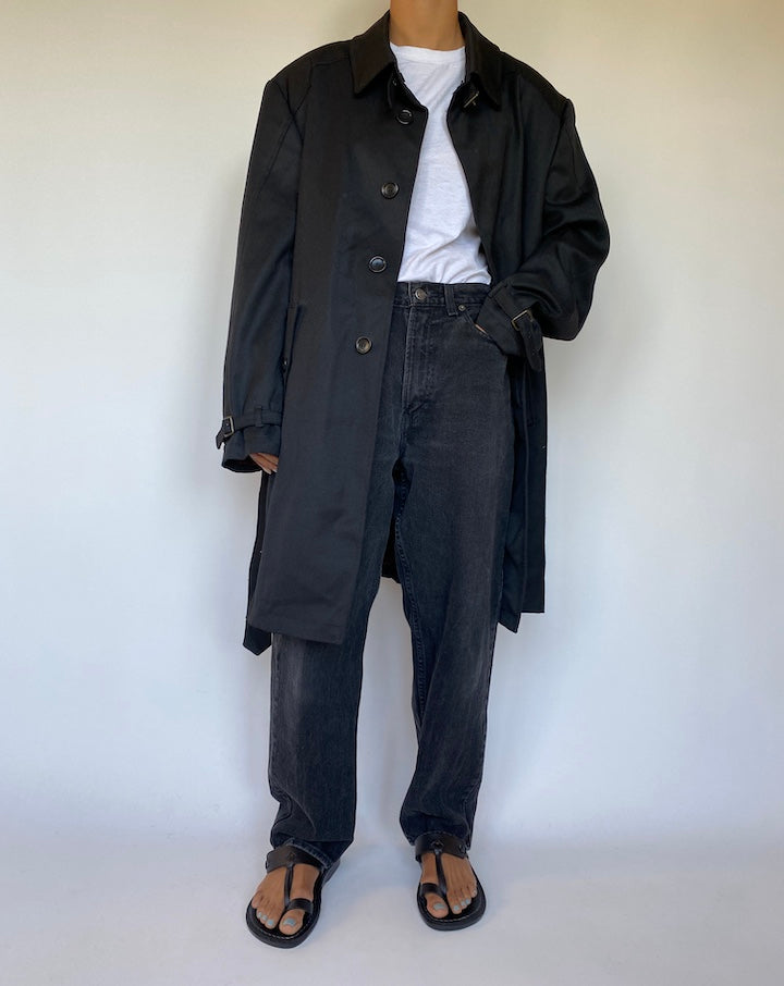 VINTAGE BLACK TRENCH COAT 1501-4