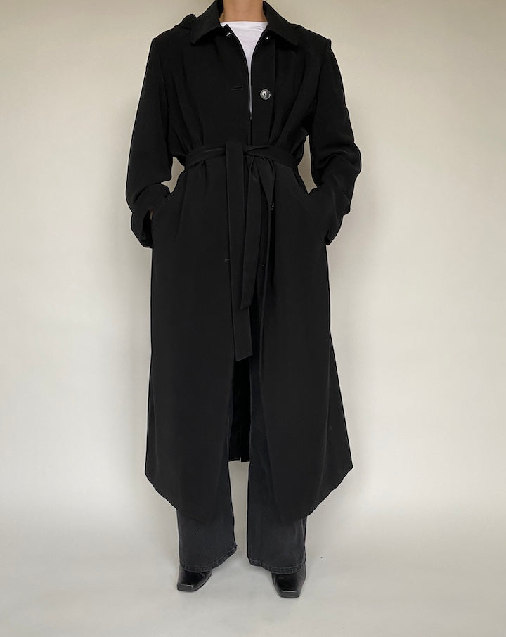 VINTAGE BLACK TRENCH COAT 529