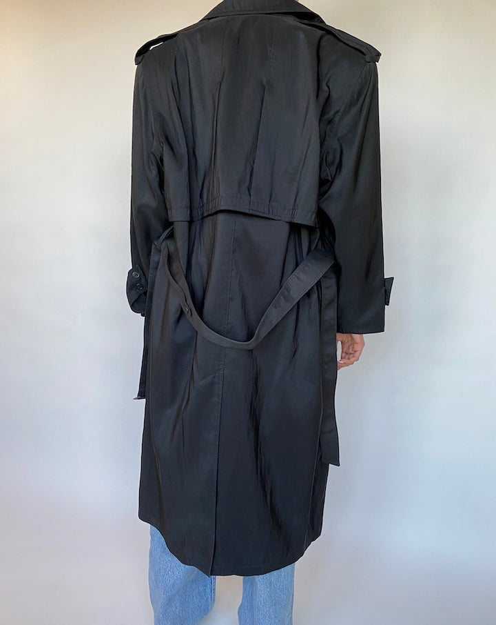 VINTAGE BLACK TRENCH COAT 534-6