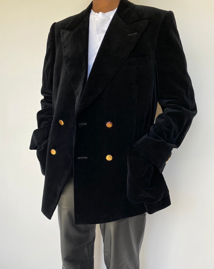 VINTAGE BLACK VELVET BLAZER 1167