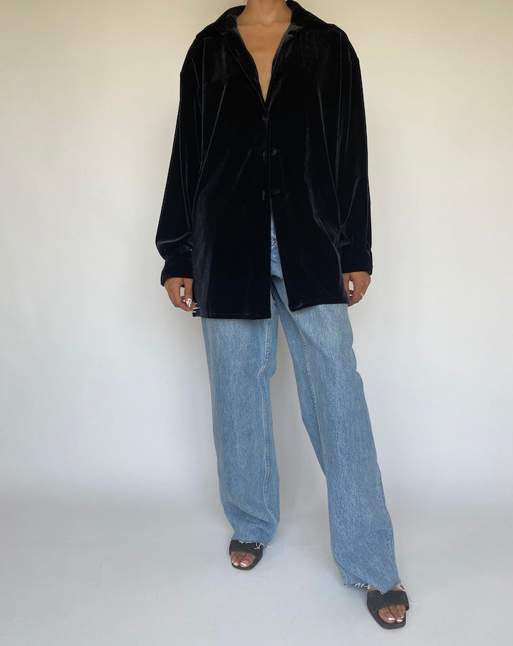 VINTAGE BLACK VELVET BLOUSE 891-3