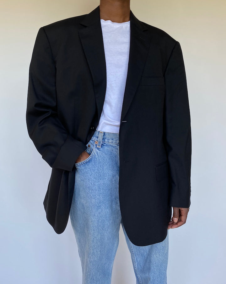 VINTAGE BLACK WOOL BLAZER 1143-3