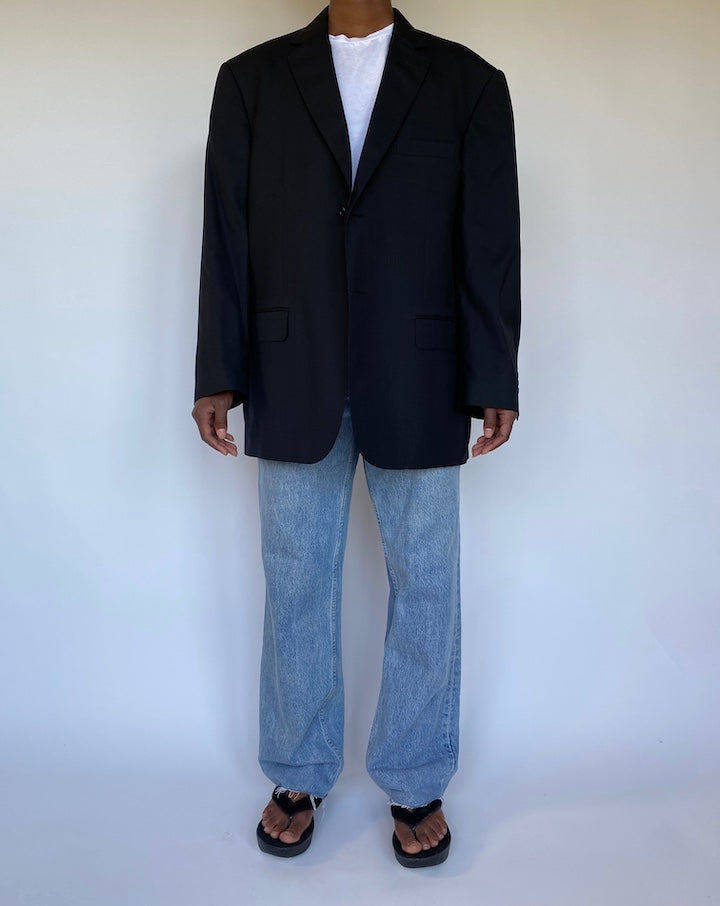 VINTAGE BLACK WOOL BLAZER 1143-5