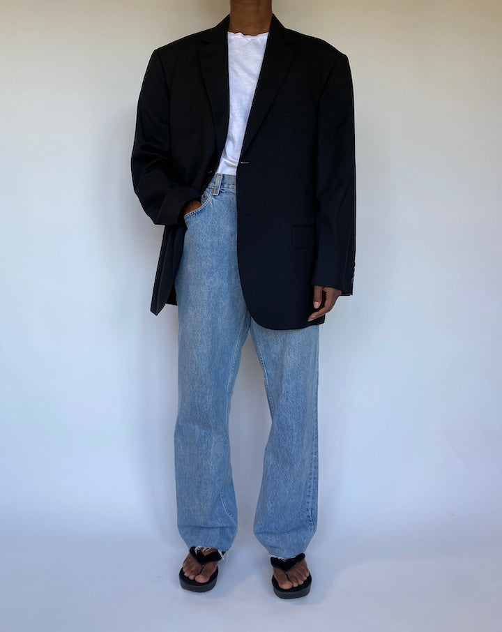 VINTAGE BLACK WOOL BLAZER 1143