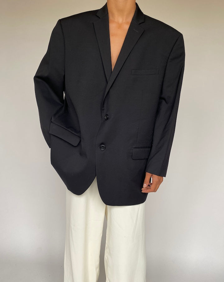 VINTAGE BLACK WOOL BLAZER 1244-2