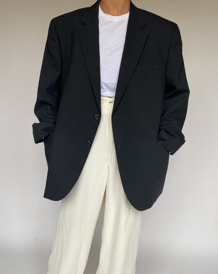 VINTAGE BLACK WOOL BLAZER 1263-2