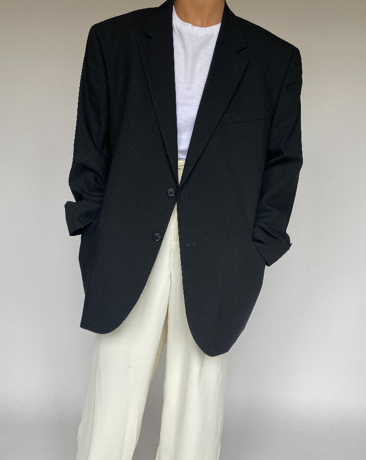 VINTAGE BLACK WOOL BLAZER 1263-3