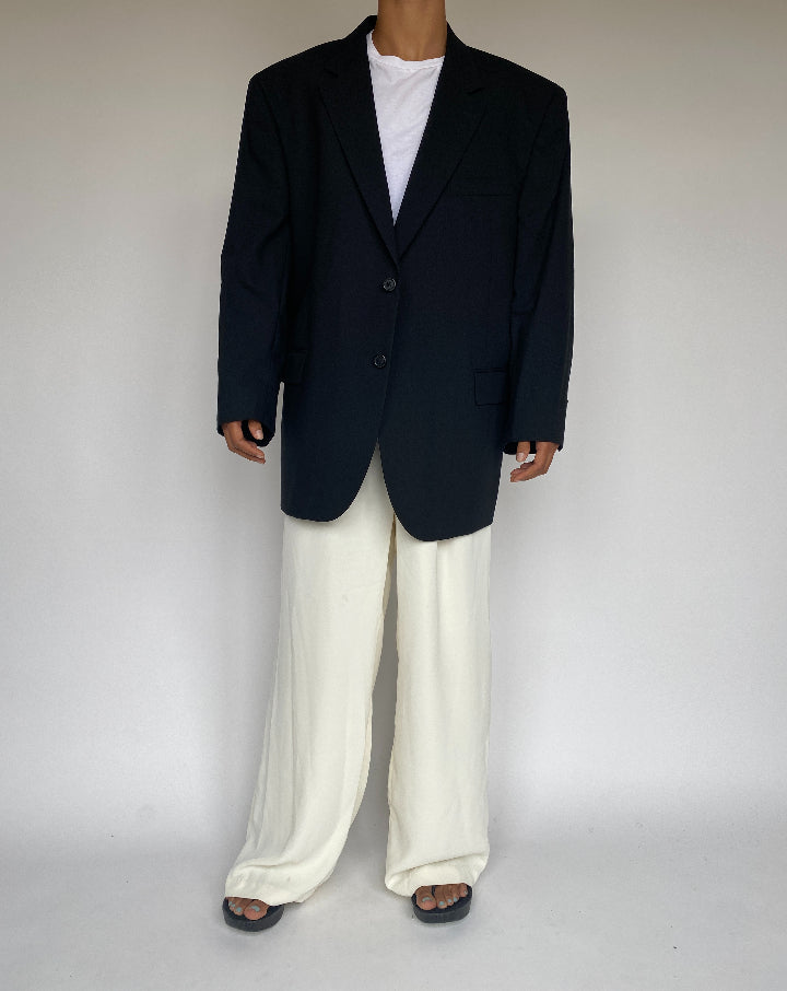 VINTAGE BLACK WOOL BLAZER 1263-4