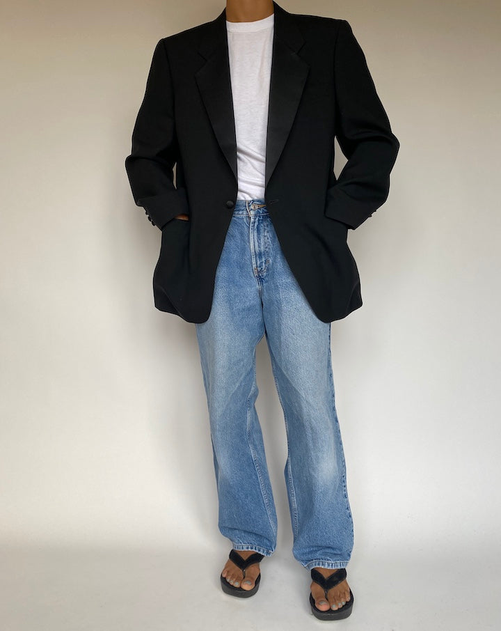 VINTAGE BLACK WOOL BLAZER 1345-3