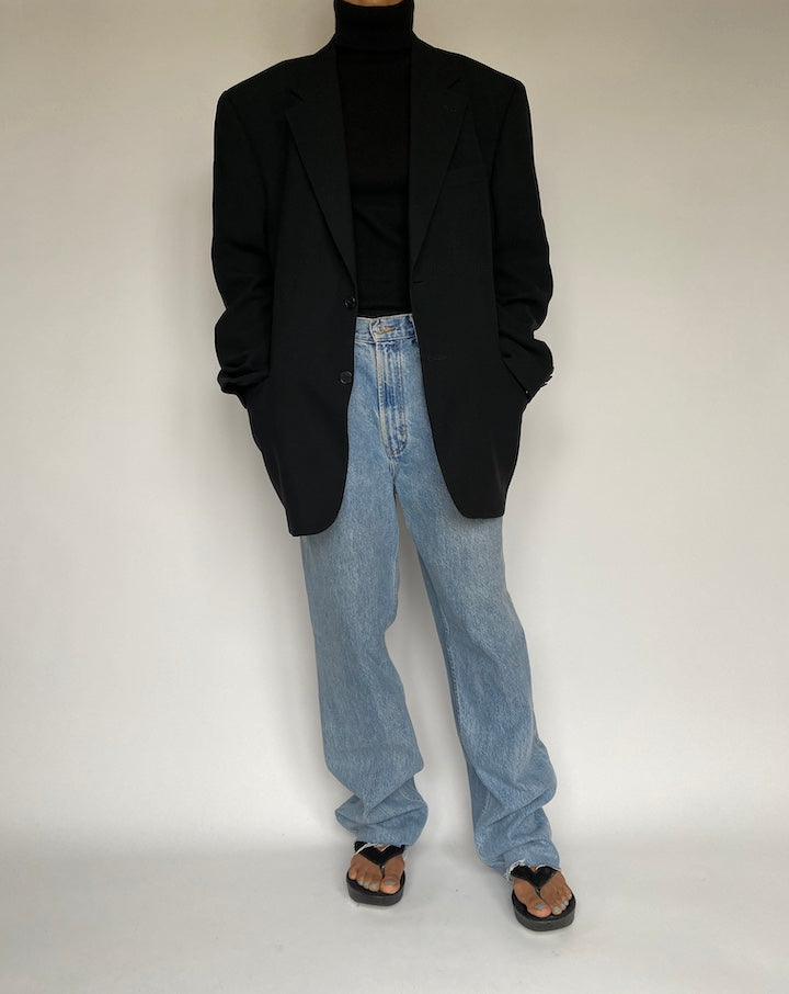 VINTAGE BLACK WOOL BLAZER 1451-4