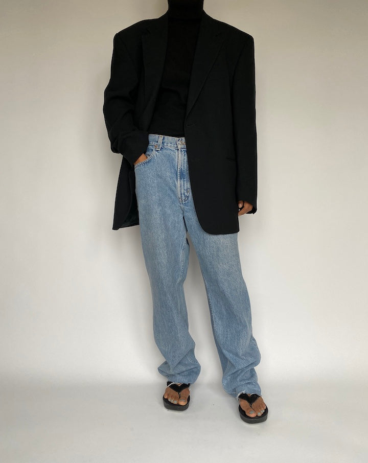 VINTAGE BLACK WOOL BLAZER 1451