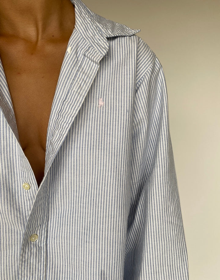 VINTAGE BLUE AND WHITE STRIPED SHIRT 1242