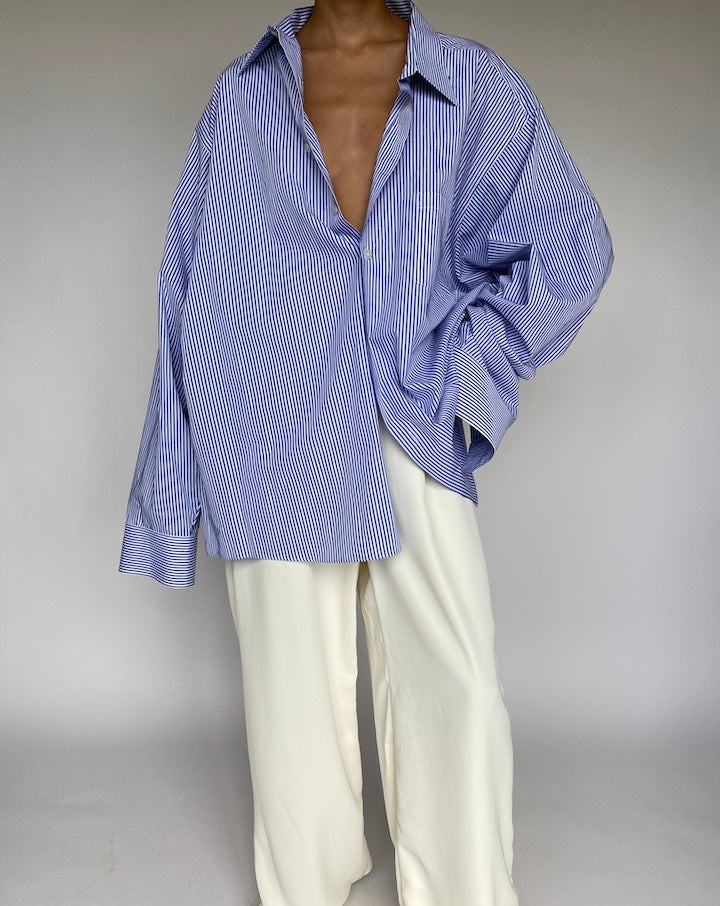 VINTAGE BLUE AND WHITE STRIPED SHIRT 875-3