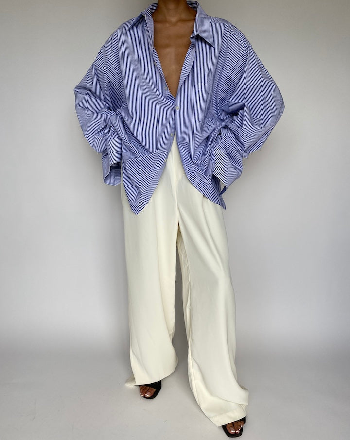 VINTAGE BLUE AND WHITE STRIPED SHIRT 875-5