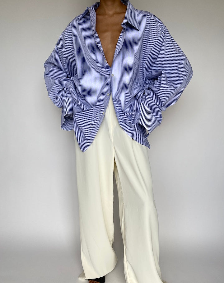 VINTAGE BLUE AND WHITE STRIPED SHIRT 8756