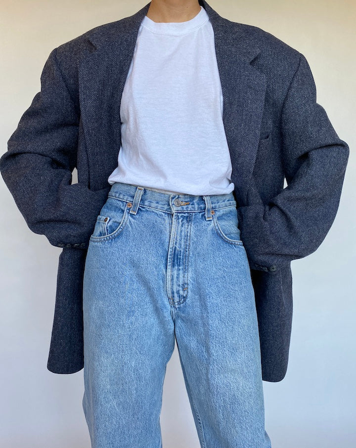 VINTAGE BLUE TWEED BLAZER 544-2
