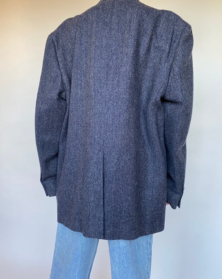 VINTAGE BLUE TWEED BLAZER 544-3