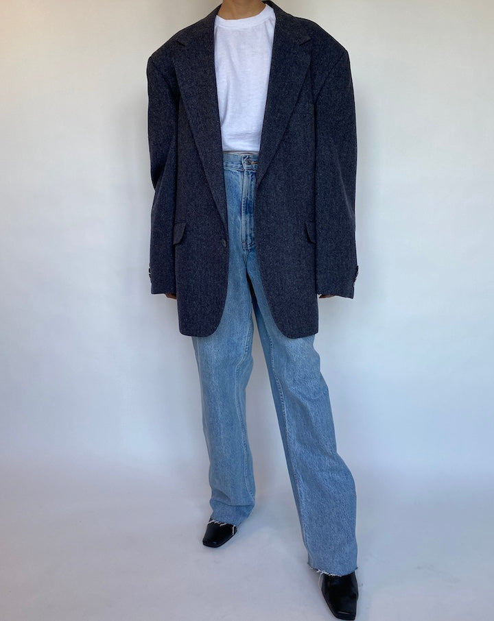 VINTAGE BLUE TWEED BLAZER 544