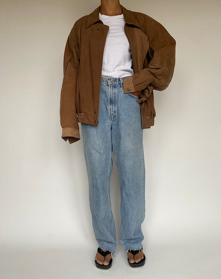 VINTAGE BOXY BROWN LEATHER JACKET 1205-5