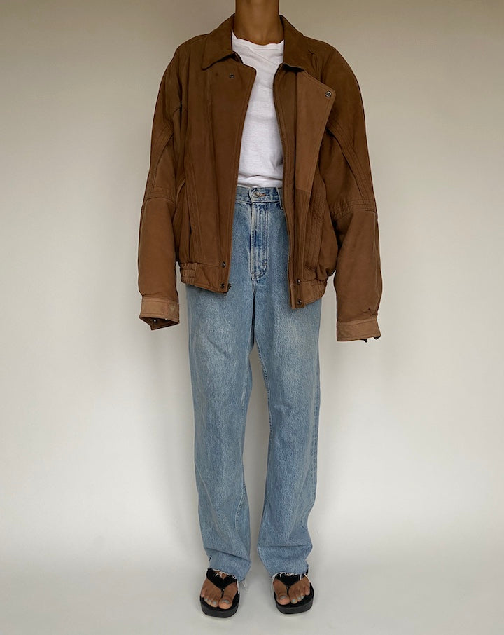 VINTAGE BOXY BROWN LEATHER JACKET 1205