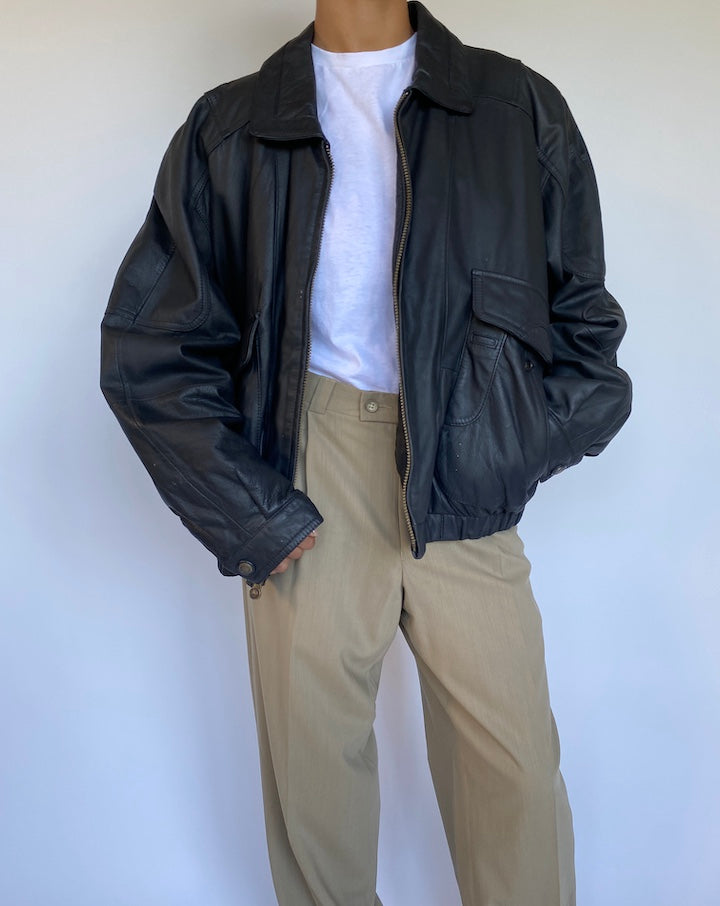 VINTAGE BOXY LEATHER JACKET 965