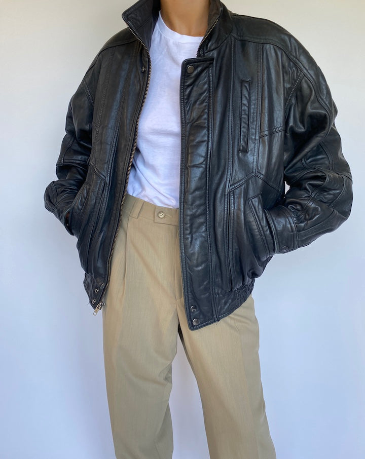 VINTAGE BOXY LEATHER JACKET 967-4