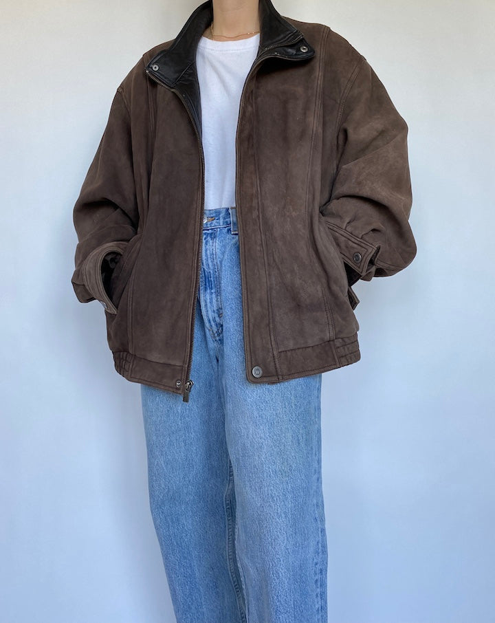 VINTAGE BOXY SUEDE LEATHER JACKET 493-5