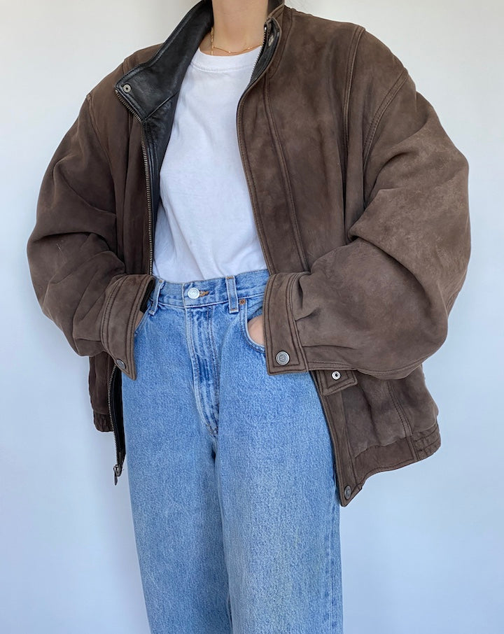VINTAGE BOXY SUEDE LEATHER JACKET 493