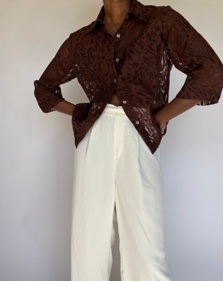 VINTAGE BROWN BLOUSE 1187-3