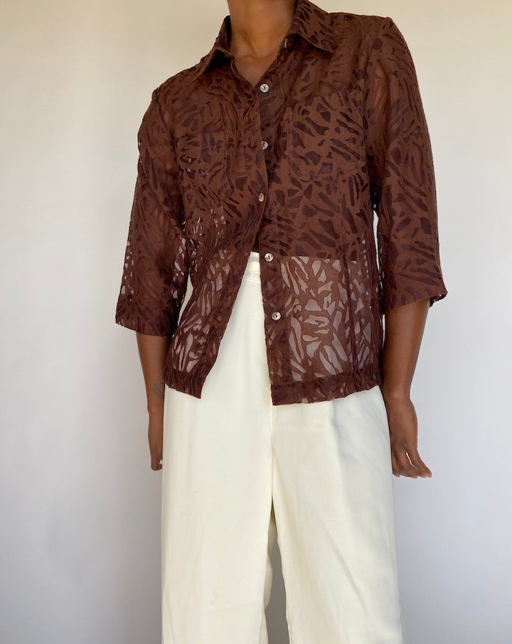 VINTAGE BROWN BLOUSE 1187-4