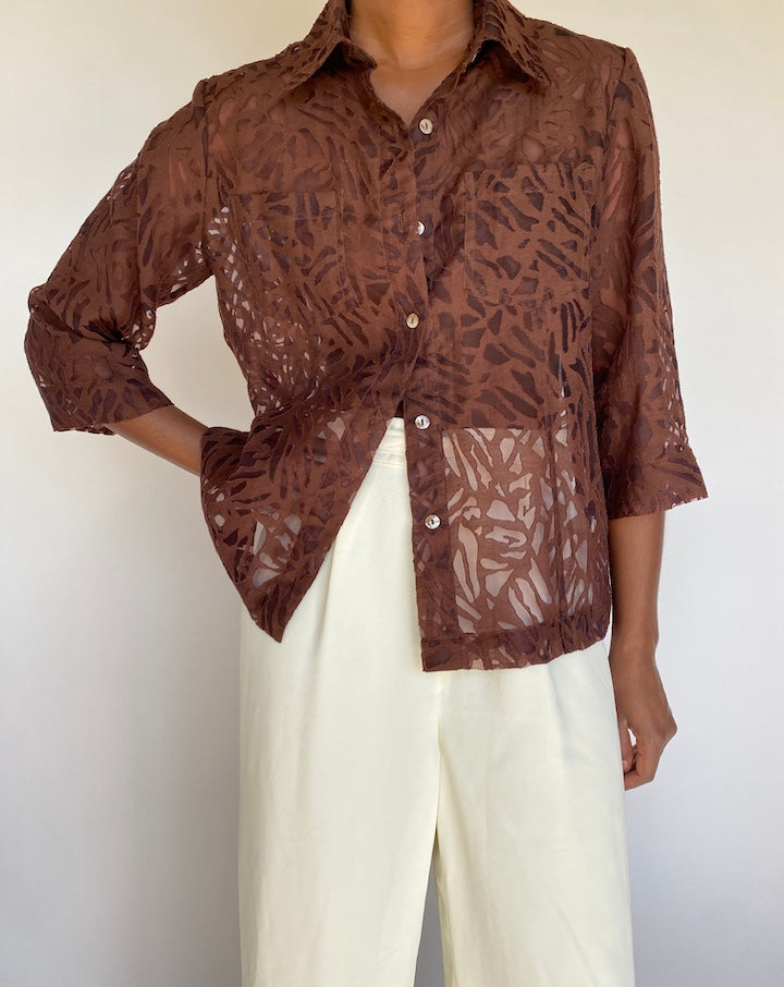 VINTAGE BROWN BLOUSE 1187-5