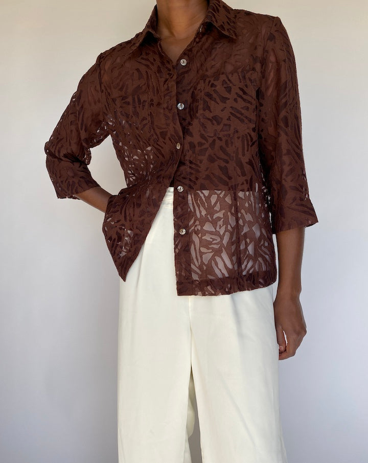 VINTAGE BROWN BLOUSE 1187-6