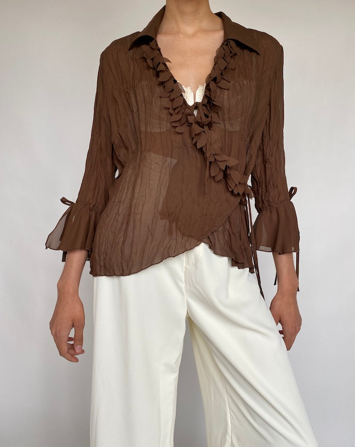 VINTAGE BROWN BLOUSE 651-2