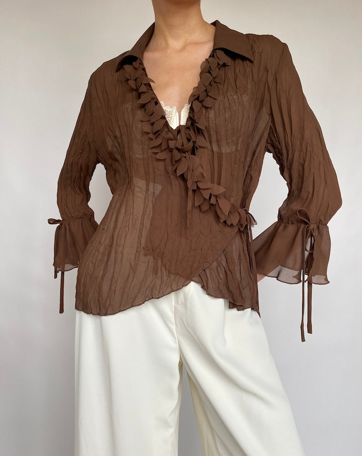 VINTAGE BROWN BLOUSE 651-3