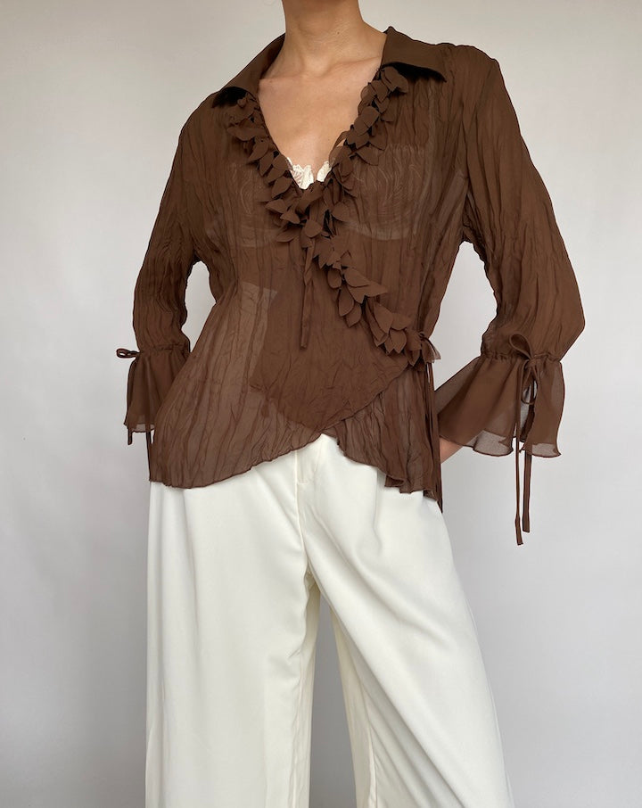 VINTAGE BROWN BLOUSE 651