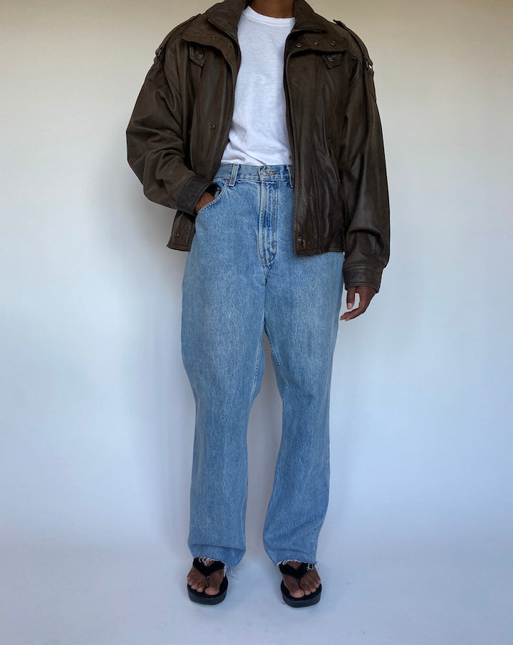 VINTAGE BROWN BOXY LEATHER JACKET 1298