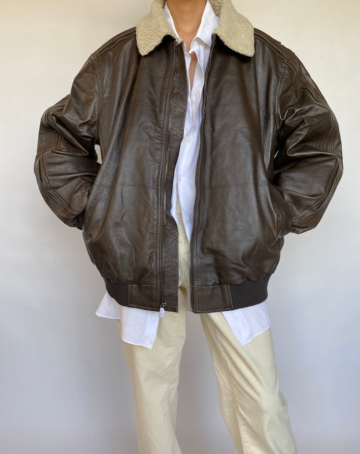 VINTAGE BROWN BOXY LEATHER JACKET 621