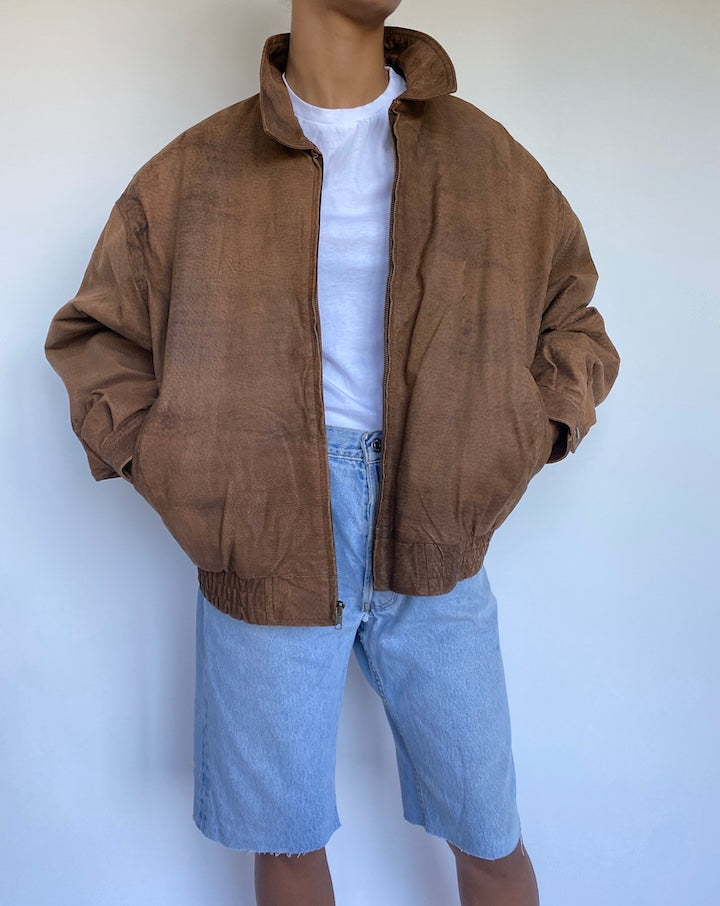 VINTAGE BROWN BOXY LEATHER JACKET 914-4