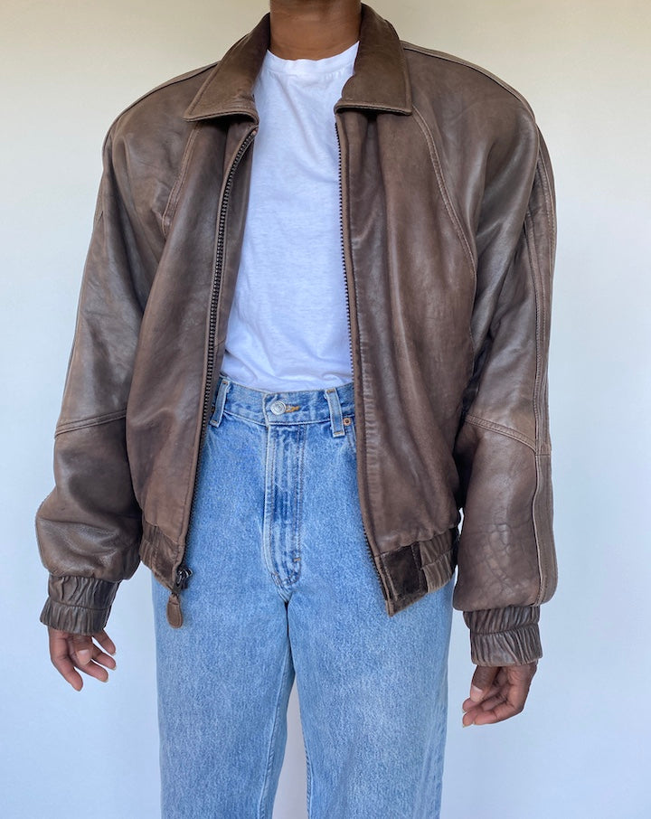 VINTAGE BROWN LEATHER JACKET 1134-6