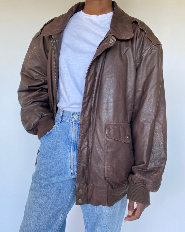 VINTAGE BROWN LEATHER JACKET 1135-5