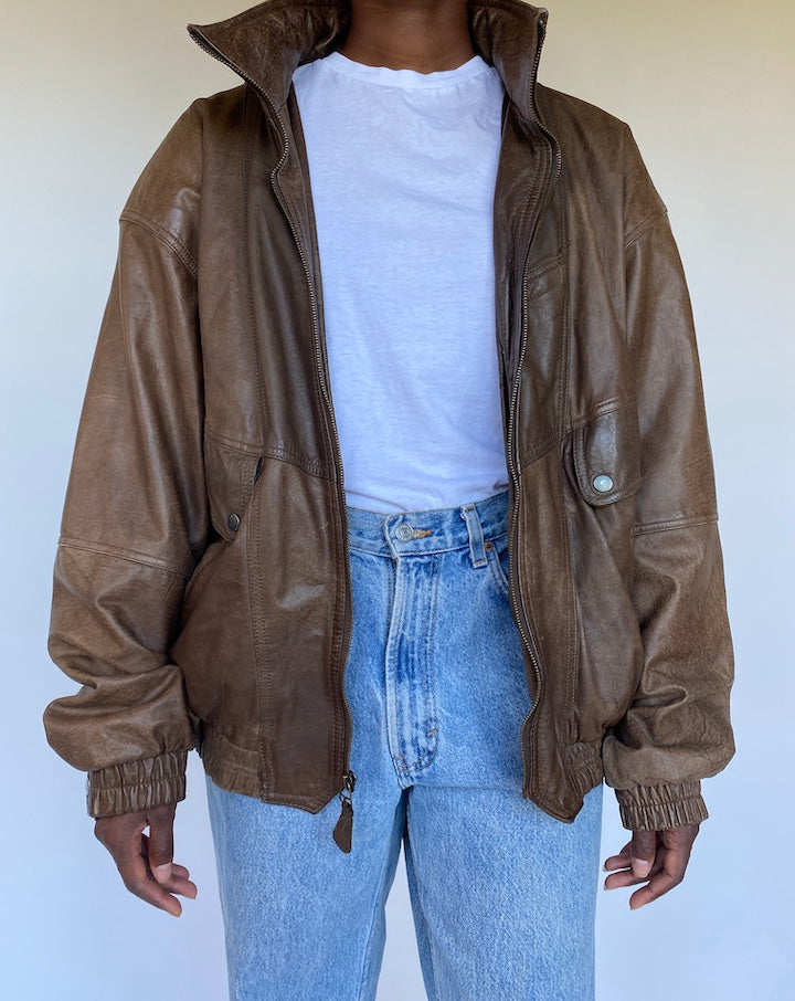 VINTAGE BROWN LEATHER JACKET 1137