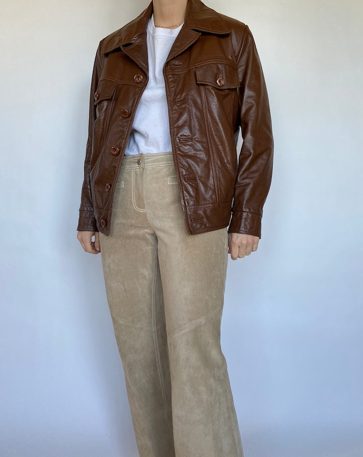 VINTAGE BROWN LEATHER JACKET 501-3
