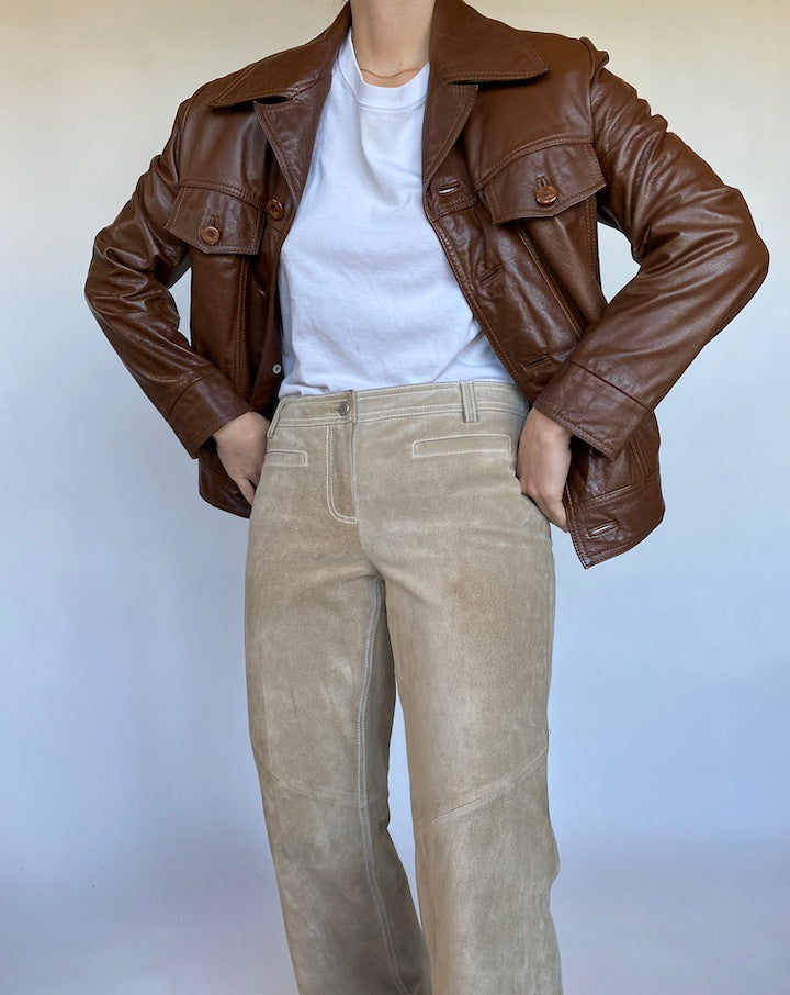 VINTAGE BROWN LEATHER JACKET 501